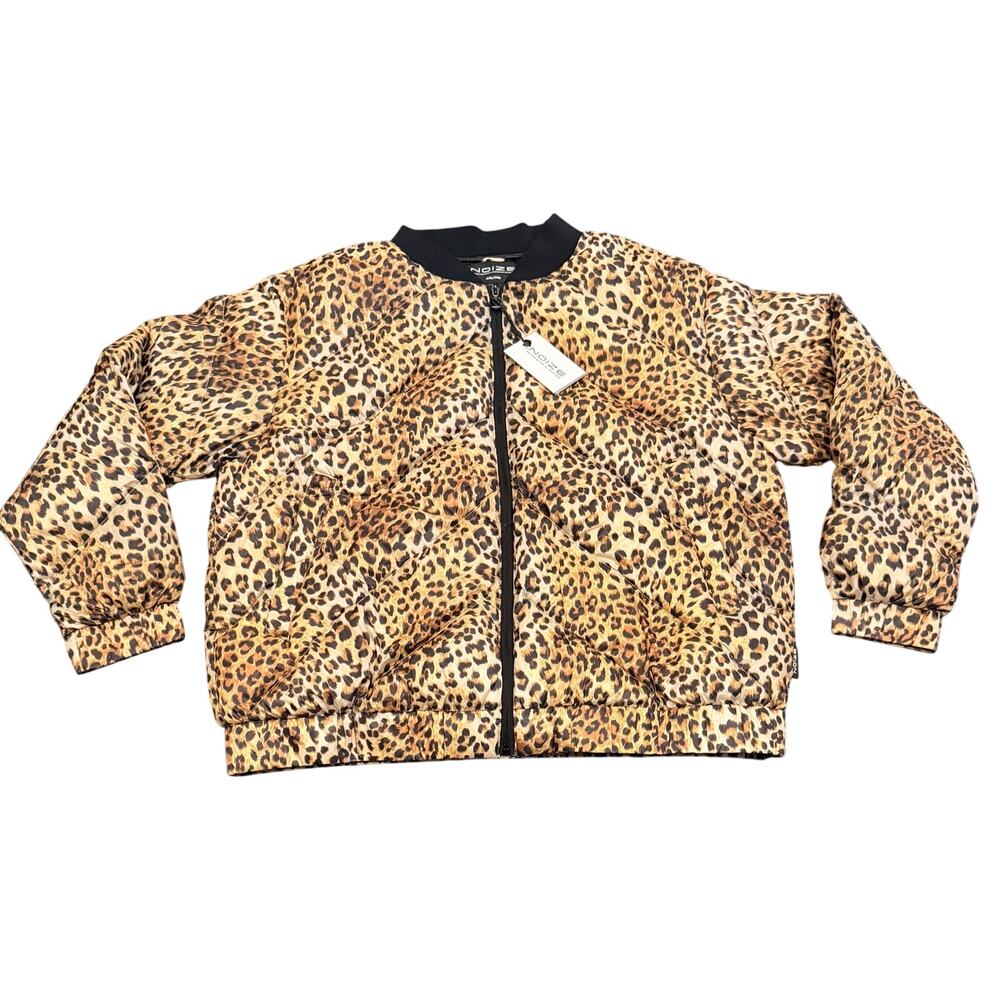New Noize Citrine Cheetah Amber Style Puffer Jacket Womens Size XXL NWT With Bag